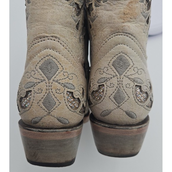 Corral T0021 Cream Glitter Inlay Snip Toe Boots Youth Toddler Wedding Sz 2T *EUC - Picture 12 of 15